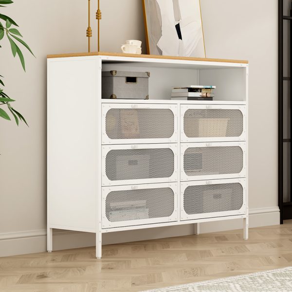 Industrial Sideboard Metal Frame Storage Cabinet with Wooden Top Home Furniture for Restaurant Café Home Office Display - 图片 3