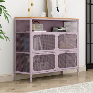 Steel & Wood Living Room Cabinet with Extendable Net Door Office & Household Furniture for Home Bar Retail Display Home Use