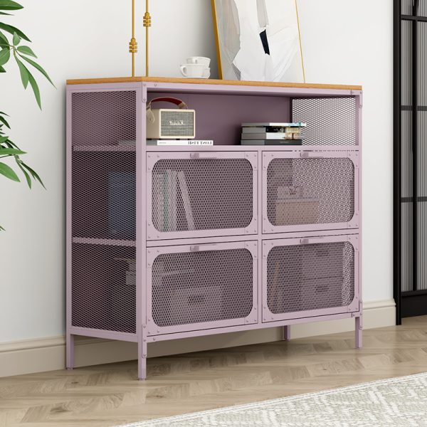 Steel & Wood Living Room Cabinet with Extendable Net Door Office & Household Furniture for Home Bar Retail Display Home Use