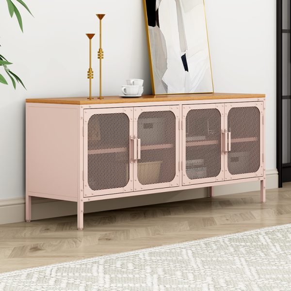 High Quality Steel and Wooden Mesh Door TV Cabinet for Office & Household Furniture Living Room Cabinets with Locker Storage - 图片 3