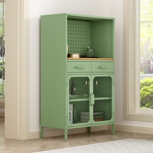 High Quality Steel Storage Cabinet for Home Use Living Room Net Door Metal Wood Lockers with Drawer Space-Saving Design