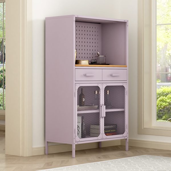 Space-Saving Steel Storage Cabinet for Home Use Living Room Bookcase Net Door Metal Wood Lockers Drawer for Home Bar Furniture