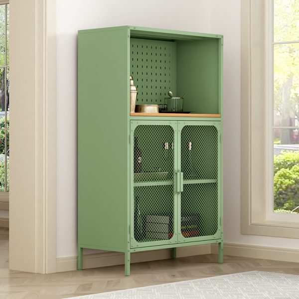 Modern Green Sideboard Storage Cabinet with Net Door Shoe Cabinet for Home or Commercial Use for Living Room Hotels Hospitals