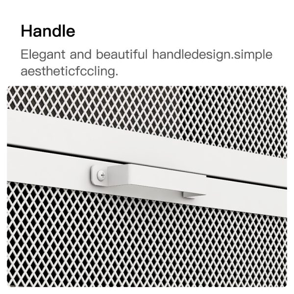 White Finish 4-Door Mesh Metal Storage Cabinet  for Home Office Organization Living Room Furniture - 图片 4