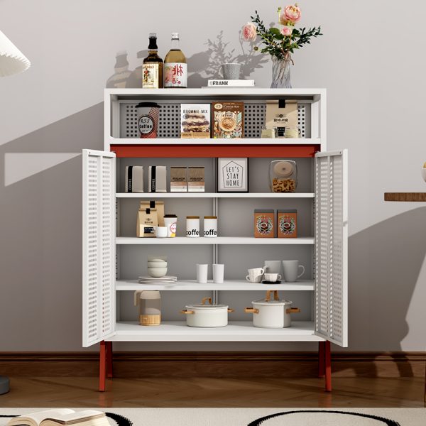 Modern Steel and Wood Combined Cabinet for Home for Small Living Room or Bathroom for Hotels Includes Iron Door - 图片 3