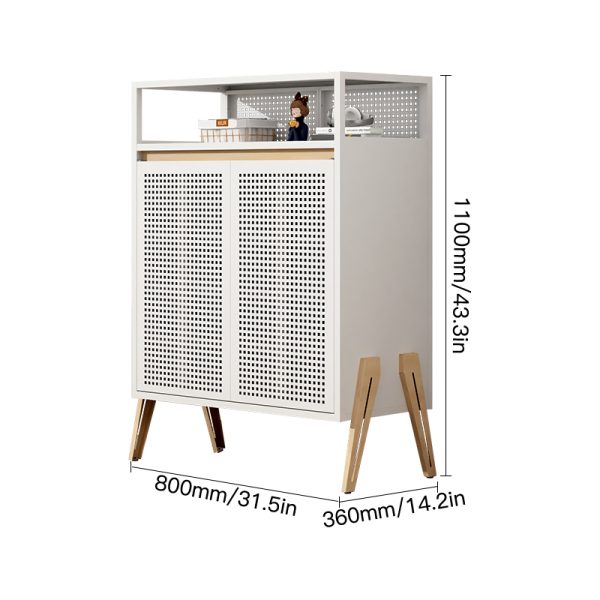 Modern Steel and Wood Combined Cabinet for Home for Small Living Room or Bathroom for Hotels Includes Iron Door - 图片 2