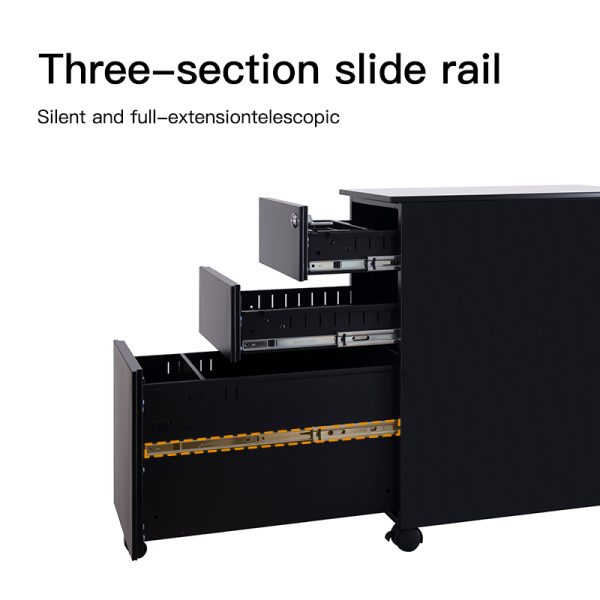 Modern 3-Drawer Metal Pedestal Storage Cabinet Lockable Mobile Office Furniture for Home Living Room Gym School Hospital Outdoor - Image 3