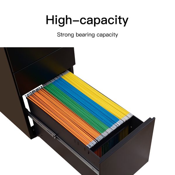 Modern 3-Drawer Metal Pedestal Storage Cabinet Lockable Mobile Office Furniture for Home Living Room Gym School Hospital Outdoor - Image 4