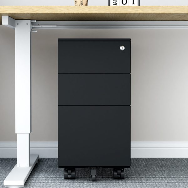 Modern 3-Drawer Metal Pedestal Storage Cabinet Lockable Mobile Office Furniture for Home Living Room Gym School Hospital Outdoor - Image 2