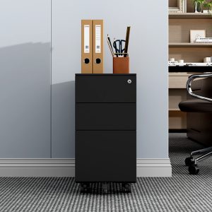 Modern 3-Drawer Metal Pedestal Storage Cabinet Lockable Mobile Office Furniture for Home Living Room Gym School Hospital Outdoor