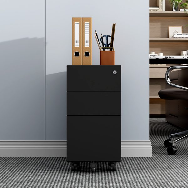Modern 3-Drawer Metal Pedestal Storage Cabinet Lockable Mobile Office Furniture for Home Living Room Gym School Hospital Outdoor